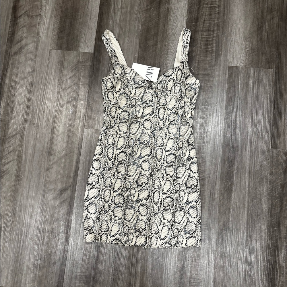 Zara Beige and Black Snakeskin Dress